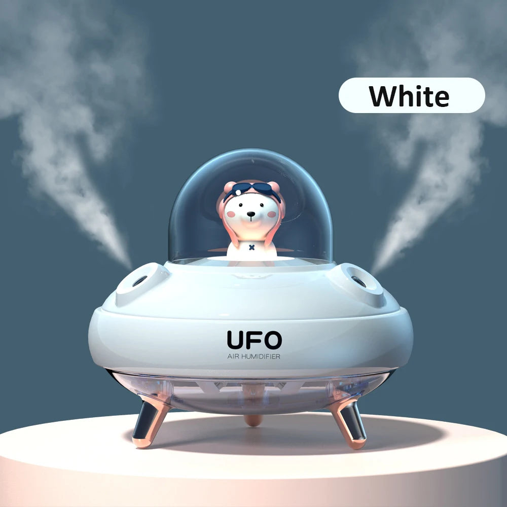 UFO Humidifier USB Rechargeable 2000Mah Battery Portable Small Dual Nozzles Aroma Diffuser with 7 Changing Colors for Home