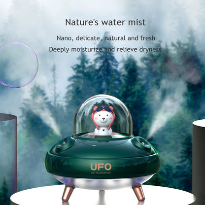 UFO Humidifier USB Rechargeable 2000Mah Battery Portable Small Dual Nozzles Aroma Diffuser with 7 Changing Colors for Home