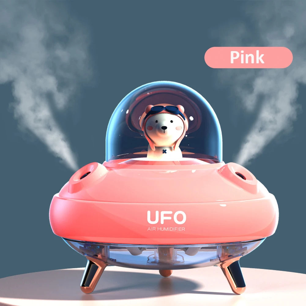 UFO Humidifier USB Rechargeable 2000Mah Battery Portable Small Dual Nozzles Aroma Diffuser with 7 Changing Colors for Home