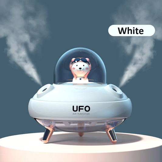 UFO Humidifier USB Rechargeable 2000Mah Battery Portable Small Dual Nozzles Aroma Diffuser with 7 Changing Colors for Home