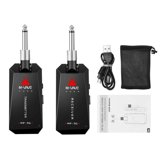 WP-5G 5.8G Wireless Guitar System Rechargeable Audio Transmitter Receiver Guitar Amplifier Guitar Accessory Type-C Cable